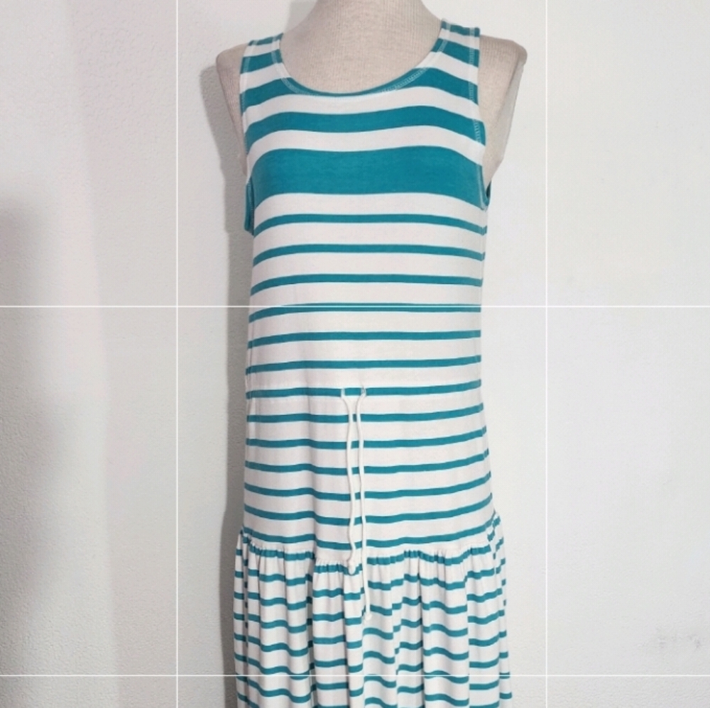 TraVerse Dress Striped Sleeveless Cotton Poly Blend Sundress Green Size M - Picture 8 of 14